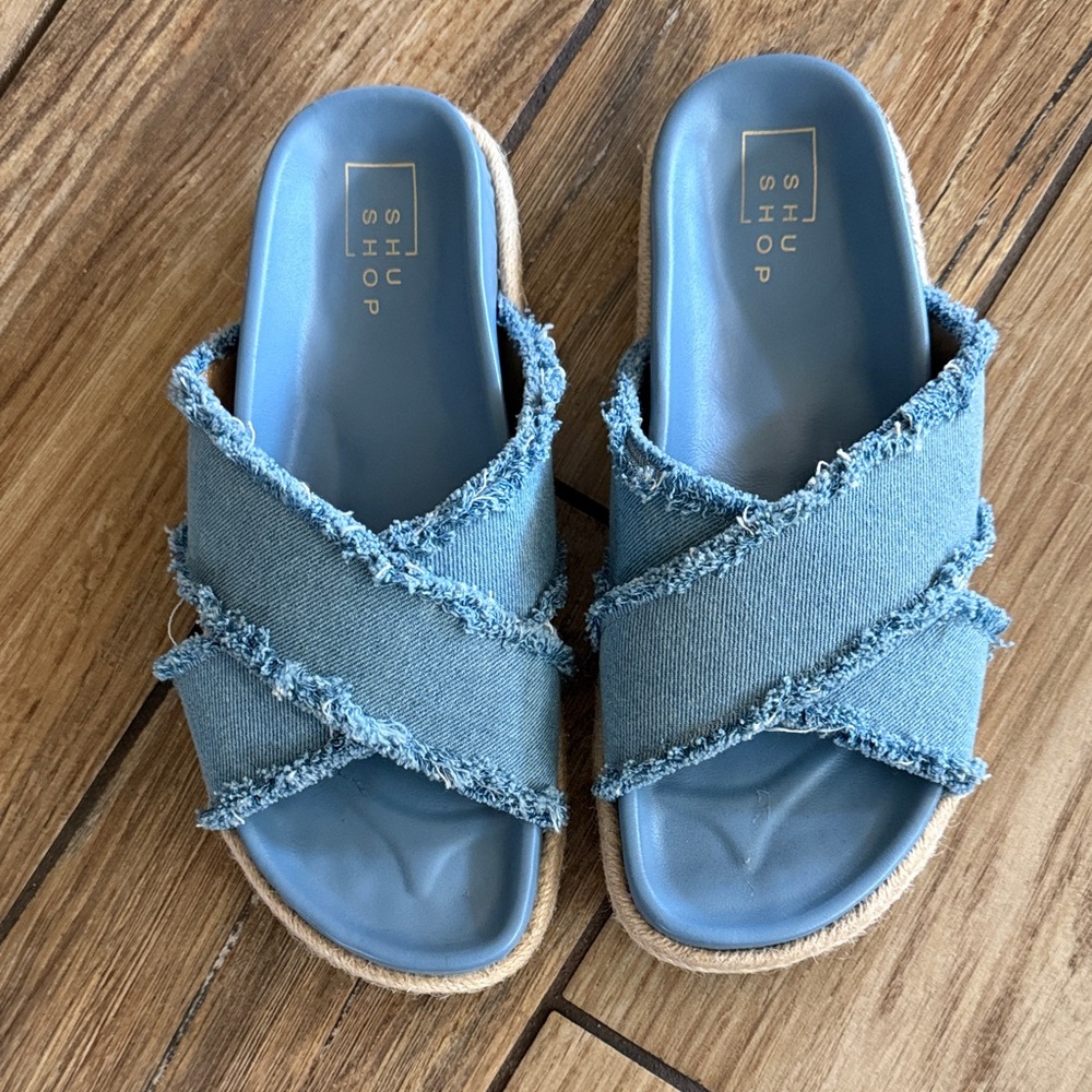 ShuShop Denim Blue Casual Slides